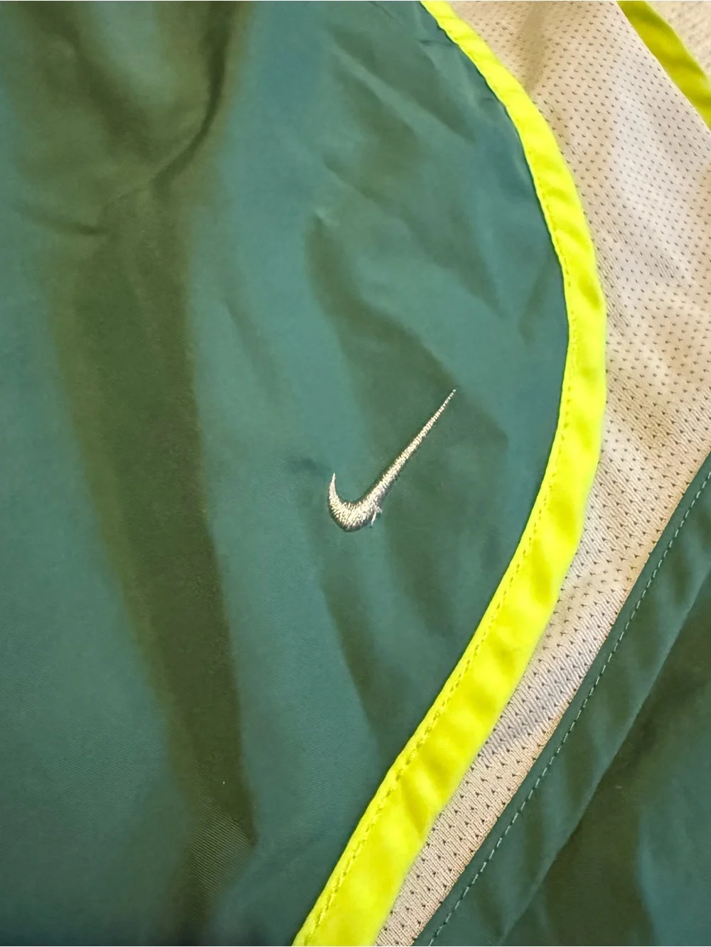 Nike Dark Green & Neon Yellow Dri-FIT Athletic Shorts